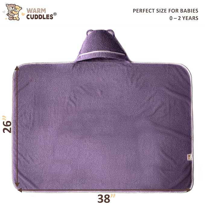 Premium Baby Bath Towel - Rayon Made from Bamboo Hooded Baby Towels - Newborn Baby Towel with Hood - Large Hooded Towel for Newborn Infant Boy Girl (Purple)