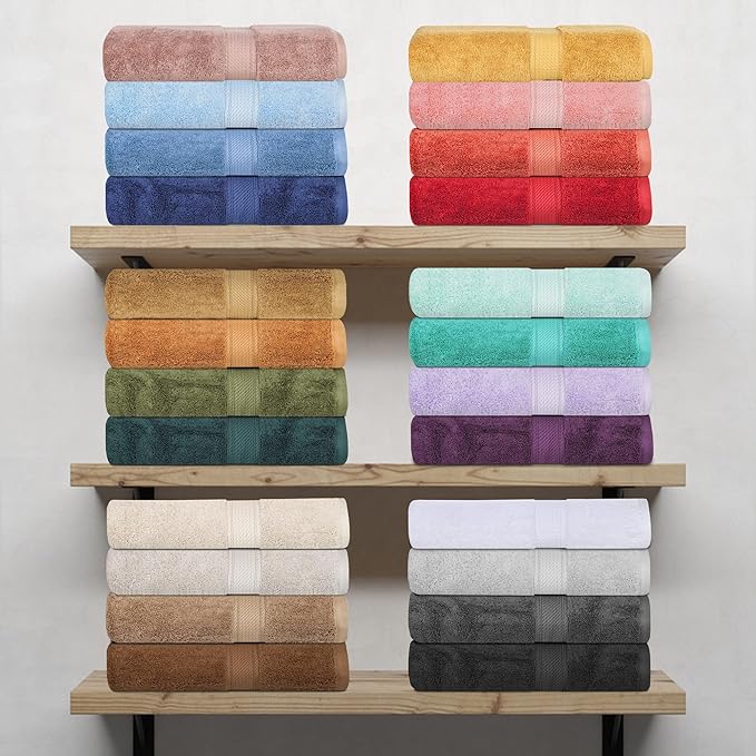 BLUENILEMILLS Madison Egyptian Cotton Bath Towels, Towel Set for Bathroom, Shower, 800 GSM, Bathroom Decor, Highly Absorbent and Ultra-Soft Towels, Bath Essentials, Towels, Set of 4, Gold