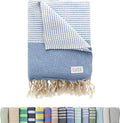 Oversized Turkish Beach Towel, Diamond Dobby Denim Blue - 37'' x 67'' - Super Soft & Lightweight | Quick Dry Sand Free Travel Towels for Beach or Bath | Gifts
