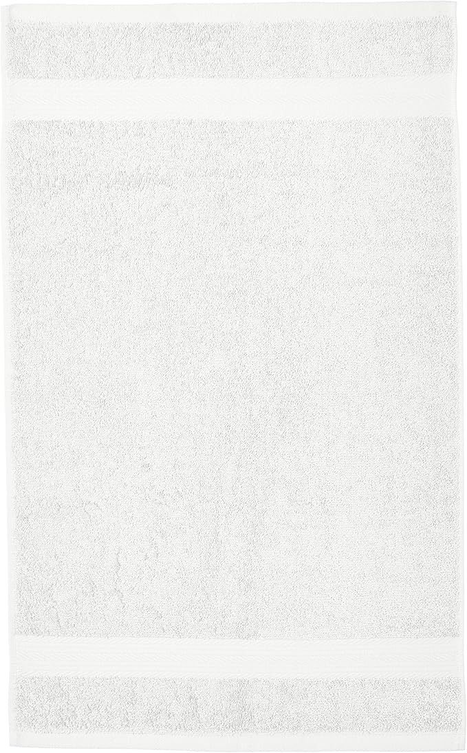 Amazon Basics 6 Piece hand towels for bathroom, Fade Resistant 100% Cotton Hand Towels, soft absorbent bathroom hand towels 6 - Pack (26''x16''), White
