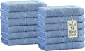 Casa Platino 100% Cotton Wash Cloths 12 Pack - Spa & Salon Quality - Ring Spun Cotton Face Cloths- Soft & Absorbent Washcloths for Shower, Home, Kitchen - Fingertip Towels - 13"x13", Cerulean Blue
