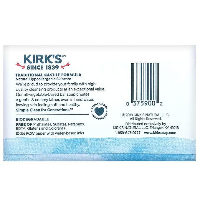 Kirk's Original Coco Castile Bar Soap Original Fresh Scent 4 Ounces (Pack of 10)