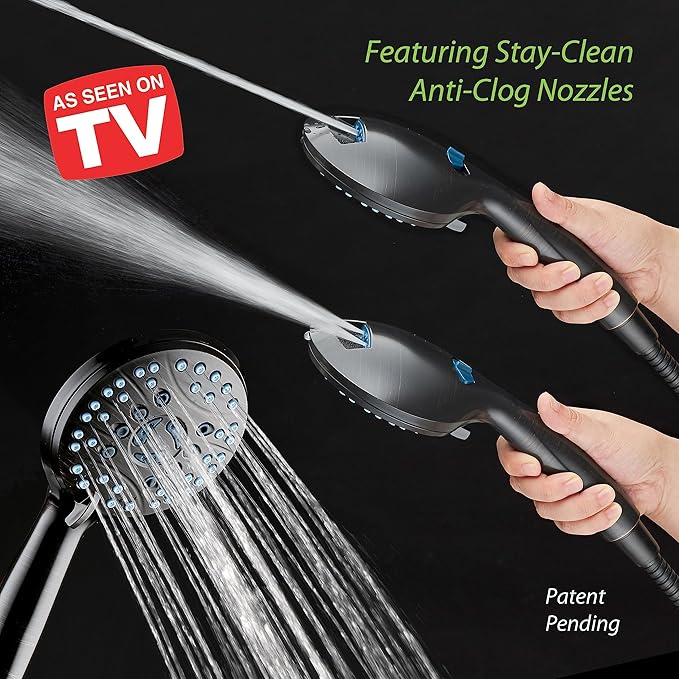 Hotel Spa AquaCare for California As-Seen-On-TV High Pressure Handheld Rain 50-mode 3-way Shower Head Combo, Anti-clog Jets, 2-mode Tub & Pet Power Wash, Wall Bracket, 6 ft. Hose, Rubbed Bronze