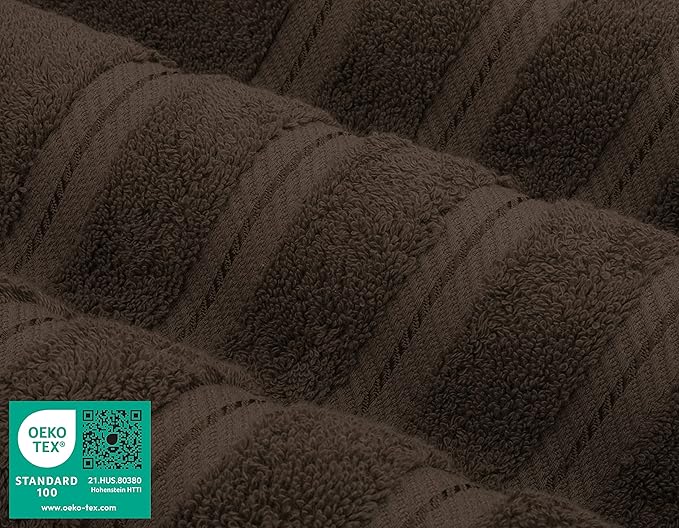 American Soft Linen Luxury 4 Piece Bath Towels, 600 GSM 100% Cotton Turkish Bath Towels for Bathroom, 27x54 in Extra Large Bathroom Shower Towels, Brown