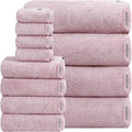 SEMAXE 12-Piece Family Bathroom Towel Set - 100% Cotton, 4 Bath Towels, 4 Hand Towels, 4 Washcloths, Ultra-Soft and Super Absorbent, Lighter Weight