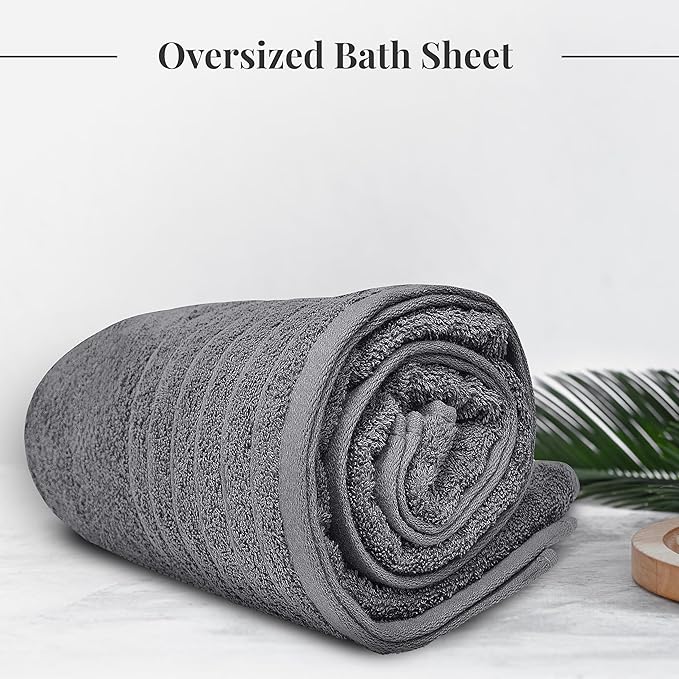 Tens Towels Pack of 1 Jumbo Bath Sheet 40 x 80 Inches, Extra Large & Light Weight, Quicker to Dry, 100% Cotton, Super Soft & Absorbent, Perfect to Wrap Yourself in, Dark Grey