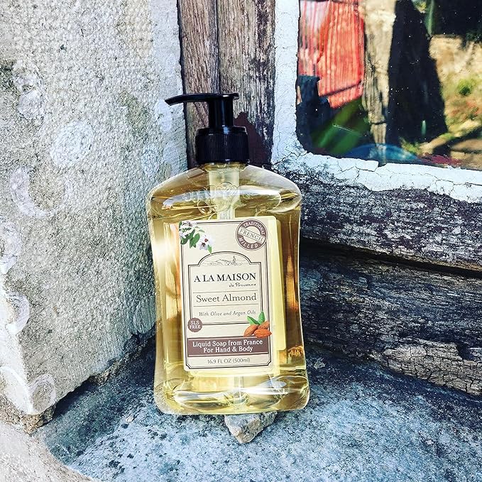 A LA MAISON de Provence Sweet Almond Liquid Hand and Body Soap (Pack of 2) With Coconut Oil, Argan Oil and Vitamin E, 16.9 fl oz Each
