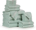 Ample Decor Bathroom Towel Set of 18-4 Bath Towel, 4 Hand Towel, 10 Wash Cloths - Ideal for Gifting, Hotel, Gym, Spa - Mint Green