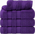 American Soft Linen Salem 100% Cotton Turkish 4 Piece Hand Towels for Bathroom, 600 GSM Soft Absorbent Quickdry Hand Face Towel Set, Purple