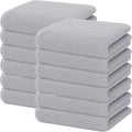 Homaxy 100% Cotton Waffle Weave Kitchen Dish Towels, Ultra Soft Absorbent Quick Drying Cleaning Towel, 13 x 28 Inches, 12-Pack, Light Gray