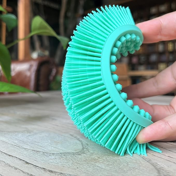 Premium Sensory Brush for Kids or Autism,Soft Silicone Body Scrubber,2 in 1 Sensory Room Occupational Therapy Sensory Brushes,Silicone Loofah,Pet Shower Brush Bath Brush Shampoo Brush(Big Oval-Teal)