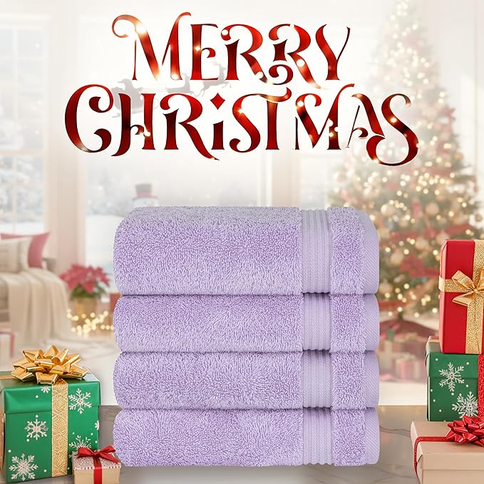 Cotton Paradise Hand Towels for Bathroom, 100% Cotton Turkish 4 Piece Hand Towel Set, Soft Absorbent Face Towels, Lilac Hand Towels
