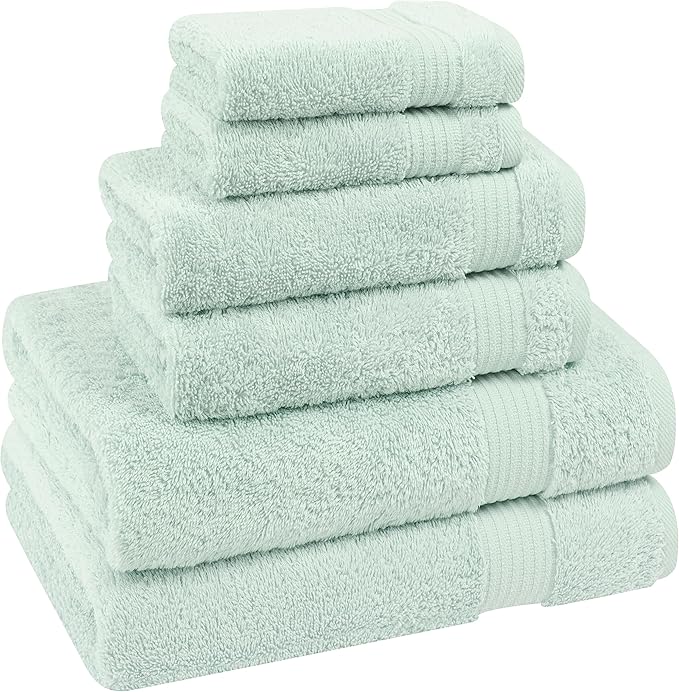Cotton Paradise 6 Piece Towel Set, 100% Cotton Soft Absorbent Turkish Towels for Bathroom, 2 Bath Towels 2 Hand Towels 2 Washcloths, Mint Towel Set