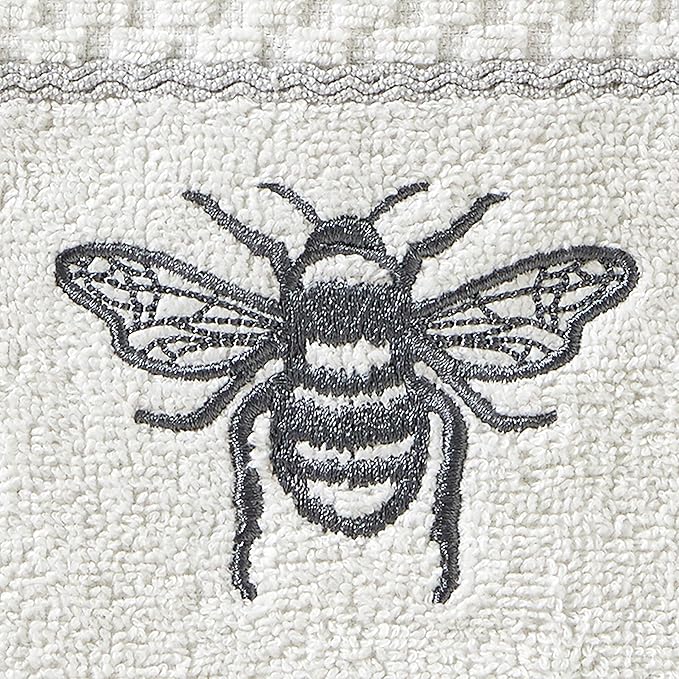 SKL Home Farmhouse Bee Hand Towel Set, White 16x25