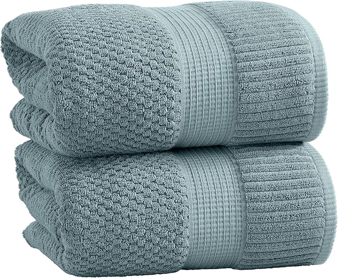 NY Loft 100% Cotton 2 Pack Bath Sheet Towel Set | Extra Large Oversize Bath Towels | Absorbent & Quick-Dry | Textured and Durable Cotton | Stormy Sea