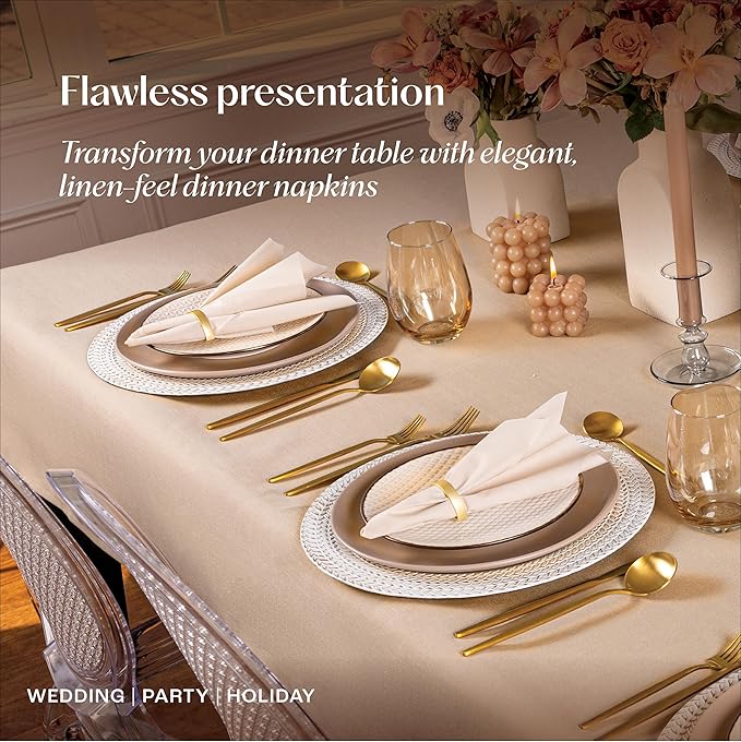 200-Pack Servietto Disposable Linen-Feel Guest Towels, 12" x 17" Cloth-Like Hand Bathroom Napkins - Made In USA, Soft and Absorbent Paper Napkin for Kitchen, Bathroom, Party, Wedding, Or Event