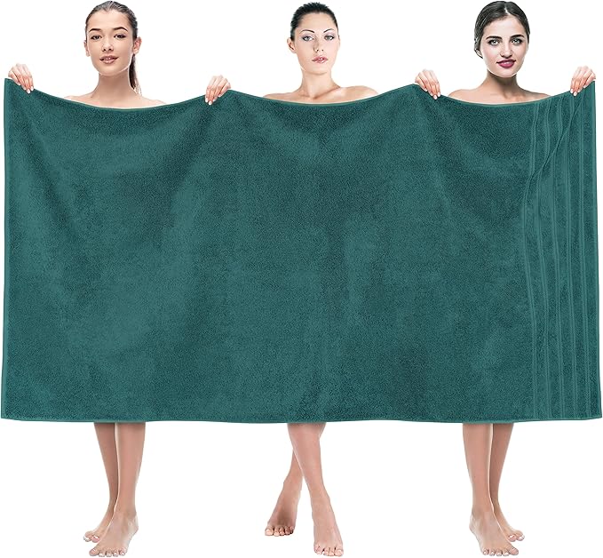 American Soft Linen 35x70 Jumbo Large Bath Towels, 600 GSM 100% Cotton Turkish Bath Sheet, Oversized Luxury Bath Towels for Bathroom Beach and Pool, Teal