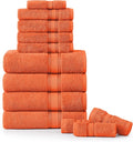 LANE LINEN Luxury 12 Piece Bath Towel Set - 100% Cotton, Rust Color, Absorbent, Quick Dry, Soft, Oeko-Tex Certified, Satisfaction Guarantee