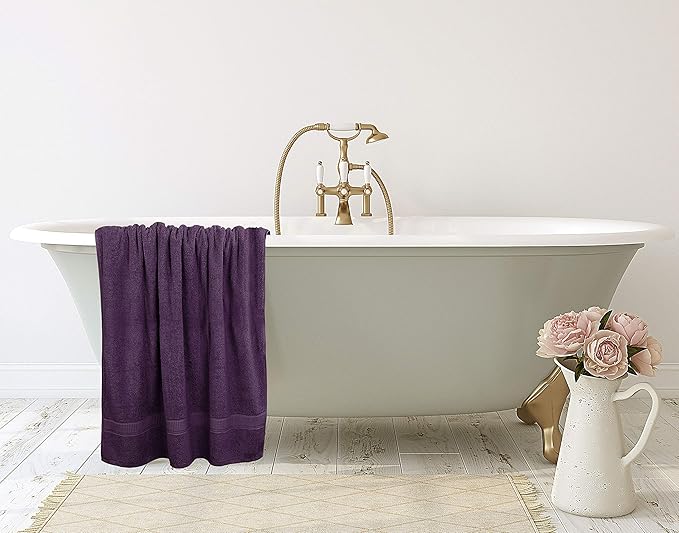 Utopia Towels Luxurious Jumbo Bath Sheet 2 Piece, 600 GSM, 35 by 70 Inches, 100% Ring Spun Cotton, Highly Absorbent and Quick Dry Extra Large Bath Towel, Super Soft Towel, Plum