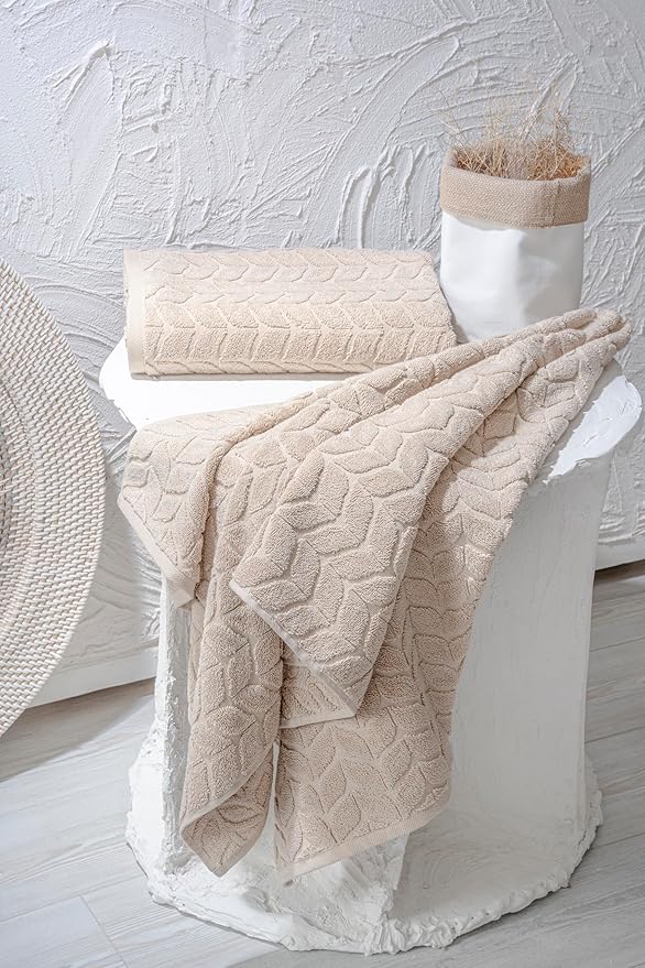 Turkish Cotton Ultra-Soft Plush Absorbent Quick Dry Bathroom Towel Set, Made in Turkey (Sand Beige, Bath Sheet)