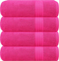 GLAMBURG Premium Cotton 4 Pack Bath Towel Set - 100% Pure Cotton - 4 Bath Towels 27x54 - Ideal for Everyday use - Ultra Soft & Highly Absorbent - Hot Pink