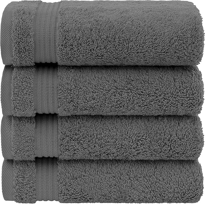 American Veteran Towel, Hand Towels for Bathroom Set of 4, 100% Cotton Turkish Hand Towel Sets, Soft Hand Face Towels, Dark Gray Hand Towels