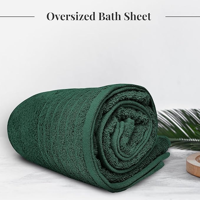 Tens Towels Pack of 1 Jumbo Bath Sheet 40 x 80 Inches, Extra Large & Light Weight, Quicker to Dry, 100% Cotton, Super Soft & Absorbent, Perfect to Wrap Yourself in, Hunter Green