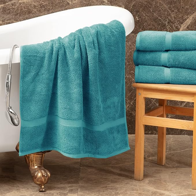 Towel Bazaar Premium Cotton Super Soft and Absorbent Turkish Towels (8-Piece Towel Set, Aqua Blue)