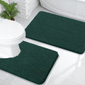 OLANLY Bathroom Rugs Sets 2 Piece, Soft Absorbent Chenille Bath Mats and U-Shaped Contour Toilet Mat Area Rug Set, Machine Washable Bath Carpet, Home Decor Accessories(30"x20"+24"x20", Blackish Green)