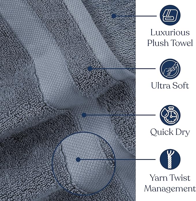 Delara Organic Cotton Luxuriously Plush Bath Sheet Pack of 4 | GOTS & OEKO-TEX Certified | Premium Hotel Quality Towels | Feather Touch Technology|650 GSM Long Staple|Soft, Quick Dry & Ultra-Absorbent