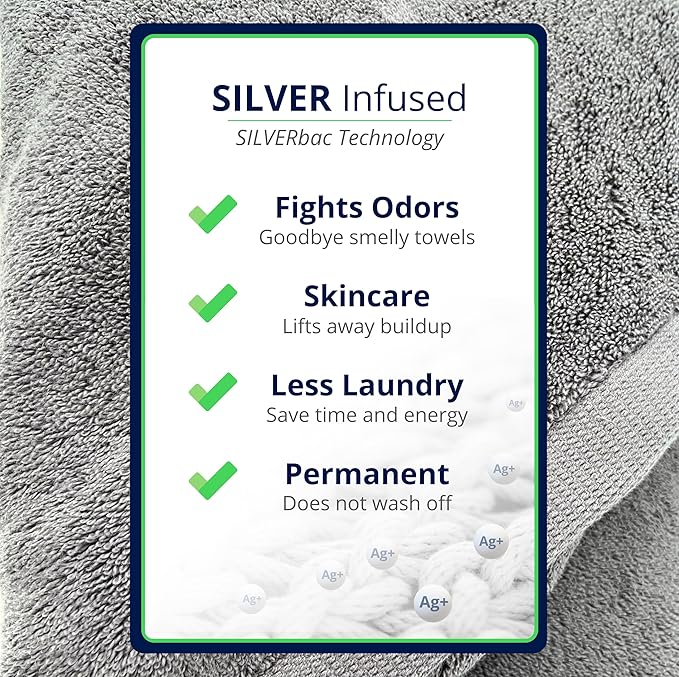 Lincoln & Palm 3 Piece Turkish Towels Set, Thick, Soft, Plush 700 GSM Spa & Hotel Quality, Silver Infused SILVERbac | Bath 58x30, Hand 30x16, Face Wash Cloth 13x13 (3 Piece Towel Set, Charcoal)