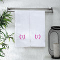Monogrammed Hand Towels for Bathroom Makeup, Personalized Turkish Cotton Towel with Embroidery, Gift for Weddings, Housewarming, Anniversaries, and Bridal Showers, Set of 2 (Hot Pink, Initial T)
