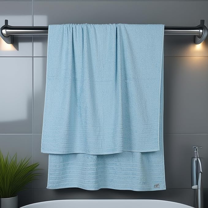 Tens Towels Pack of 1 Jumbo Bath Sheet 40 x 80 Inches, Extra Large & Light Weight, Quicker to Dry, 100% Cotton, Super Soft & Absorbent, Perfect to Wrap Yourself in, Sky Blue