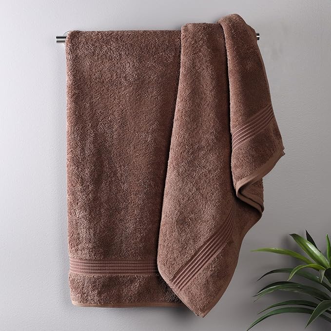 Superior Egyptian Cotton Bath Towel Set, Home Bathroom Towels, Master, Guest Bath, Decor Essentials, Quick Dry, Absorbent, Large Body Towels, Spa, Hotel, Resort, Adult, Kids, Set of 2, Mocha