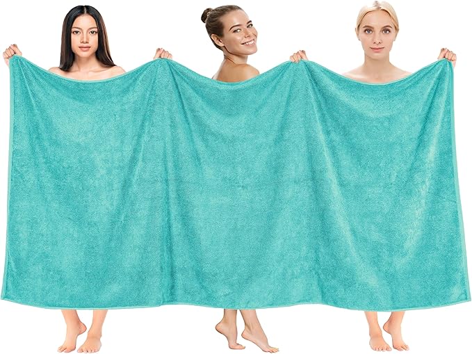Cotton Paradise 100% Cotton 40x80 Oversized Bath Sheet, Extra Large Turkish Bath Towels for Bathroom, Turquoise Bathsheet
