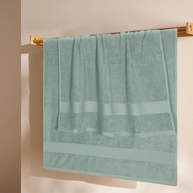 GLAMBURG Premium Cotton 4 Pack Bath Towel Set - 100% Pure Cotton - 4 Bath Towels 27x54 - Ideal for Everyday use - Ultra Soft & Highly Absorbent - Jade
