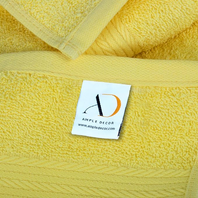 Ample Decor Hand Towel 18 X 28 Inch Pack of 52 600 GSM 100% Cotton,Soft Absorbent Thick Durable Premium Quality, for Hotel, Bathroom, Spa, Daily Use, Gym - Yellow