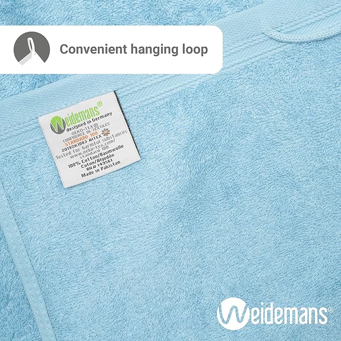 100% Cotton Washcloths Set 13” x 13” | Sky Blue Towels | Set of 12 Ultra Soft and Highly Absorbent Washcloths Sets for Bathroom, Gym, Hotel, Spa | Machine Washable Face Towel