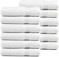 EastNBlue Lara 100% Turkish Cotton Washcloths 12 Pack, Extra Soft & Absorbent Wash Cloths for Face & Body (12" x 12"), Terry Cloth, Small Hand Towels for Bathroom, White