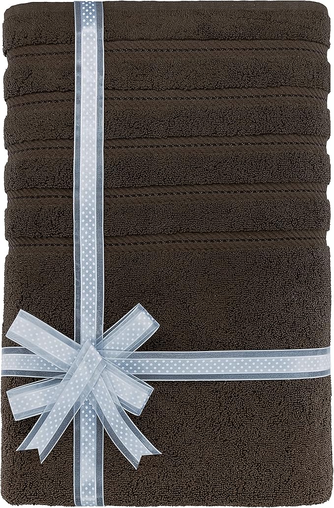 American Soft Linen 35x70 Jumbo Large Bath Towels, 600 GSM 100% Cotton Turkish Bath Sheet, Oversized Luxury Bath Towels for Bathroom Beach and Pool, Brown