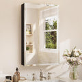 TETOTE 20 x 32 Mirrored Medicine Cabinets for Bathroom with Tempered Beveled Mirror Black Medicine Cabinet Aluminum Cabinet DTC Hinges, Stepless Adjustable Shelves, Recessed/Surface-Mounted