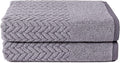 Texere 100% Organic Cotton Jacquard 650 GSM Premium Bath Towel Sets - Extra Absorbent Quick Dry and Soft (Cable, Granite, 2 Bath Towels)