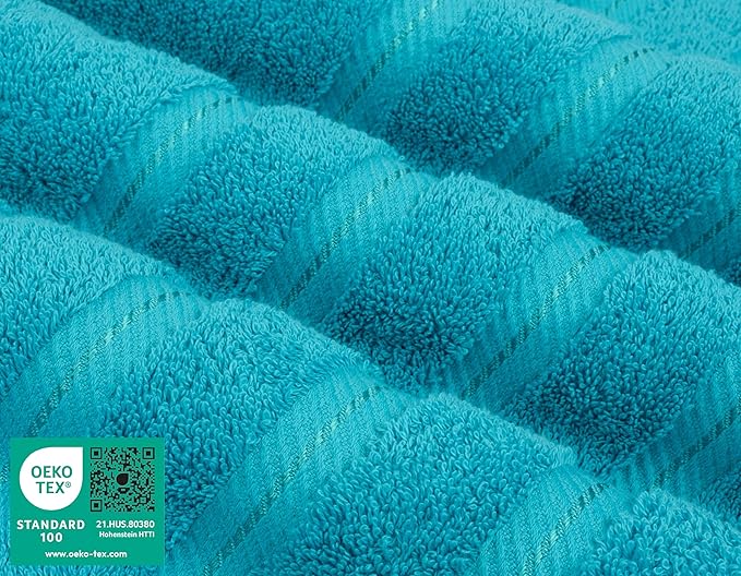 American Soft Linen Luxury 6 Piece Towel Set, 2 Bath Towels 2 Hand Towel 2 Washcloths, 600 GSM 100% Cotton Turkish Towels for Bathroom, Aqua Blue Towel Sets