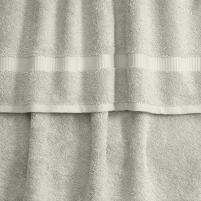 SALBAKOS 100% Turkish Cotton Hand Towel Set of 6 16x30 inch | Heirloom Quality | Hotel & Spa Collection | Ultra Soft, Super Absorbent, Long Lasting Hand Towels | Made in Turkey (Stone, 6 Hand Towels)