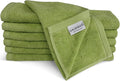 SALBAKOS 100% Turkish Cotton Washcloth Set of 12 13x13 inch | Heirloom Quality | Hotel & Spa Collection | Ultra Soft, Super Absorbent, Washcloth Towels | Made in Turkey (Green, 12 Washcloths)