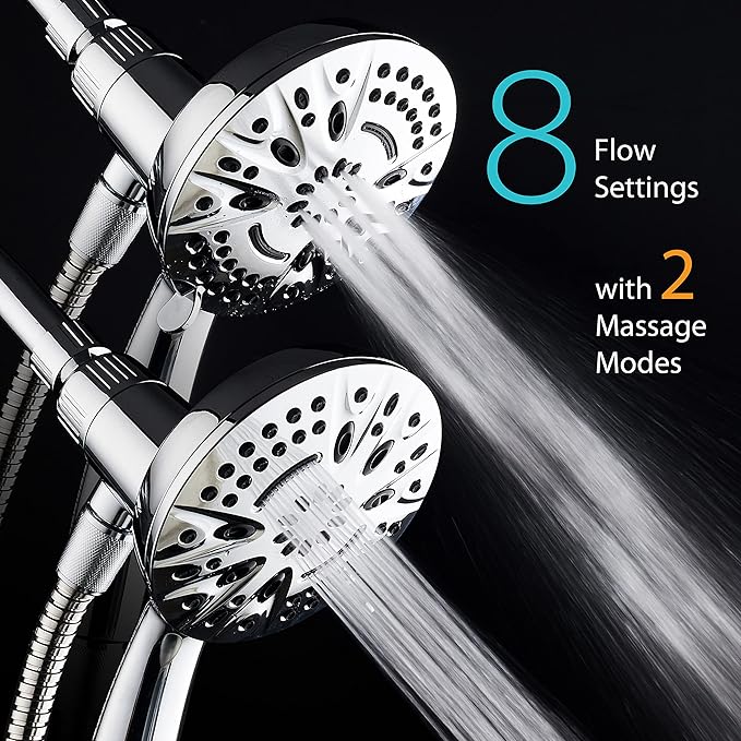 AquaDance New Magnetic Guidance Docking System - High-Pressure 8-setting Handheld Shower Head with Giant 5 inch Face, Magnetic Bracket, Extra-long 72 inch Stainless Steel Hose/All Chrome Finish