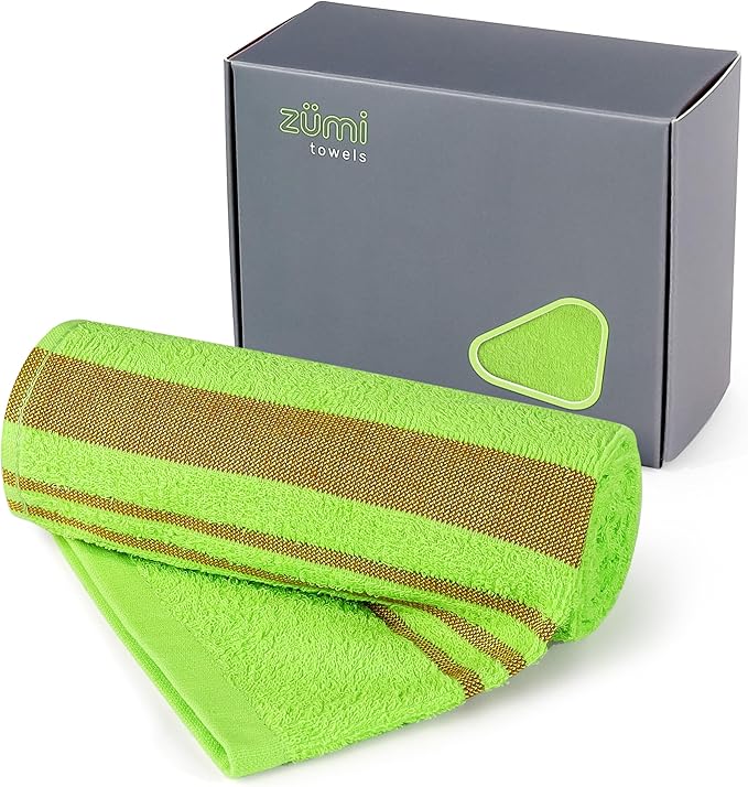 Zumi MINI 100% Cotton Camping Travel Towel - Small, Ultralight, Fast Drying, Highly Absorbent, Soft and Gentle on The Skin, Safe for The Planet (28" x 13" Green)