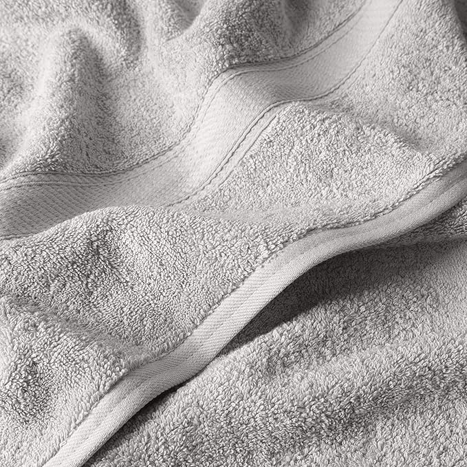 Superior Egyptian Cotton Pile 6 Piece Towel Set, Includes 2 Bath, 2 Hand, 2 Face Towels/Washcloths, Ultra Soft Luxury Towels, Thick Plush Essentials, Guest Bath, Spa, Hotel Bathroom, Silver