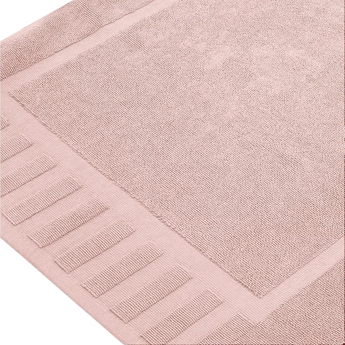 White Classic Luxury Bath Mat Floor Towel Set - Absorbent Cotton Hotel Spa Shower/Bathtub Mats [Not a Bathroom Rug] 22"x34" | 2 Pack | Pink