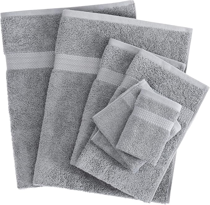 LANE LINEN 100% Cotton Luxury Bathroom Towel Set - 16 Pcs - Ring Spun, Quick Dry, Super Soft & Highly Absorbent - 4 Bath, 8 Washcloths, 4 Hand Towels - Pre Shrunk, Can be Used in Salon - Space Grey